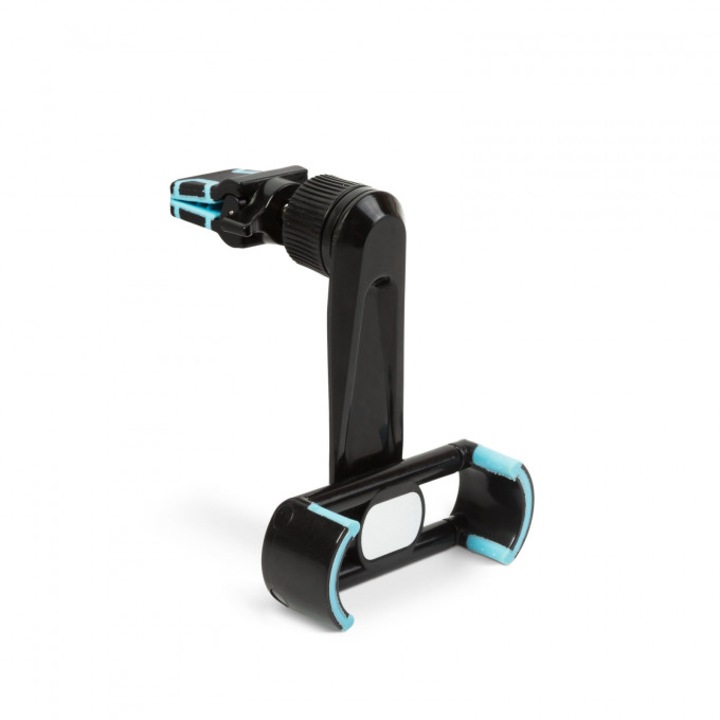 Suport de telefon cu fixare in grilajul de aerisire ,Dimensiuni 74 x 94 x 85 mm Material plastic, cauciuc Culoare Negru