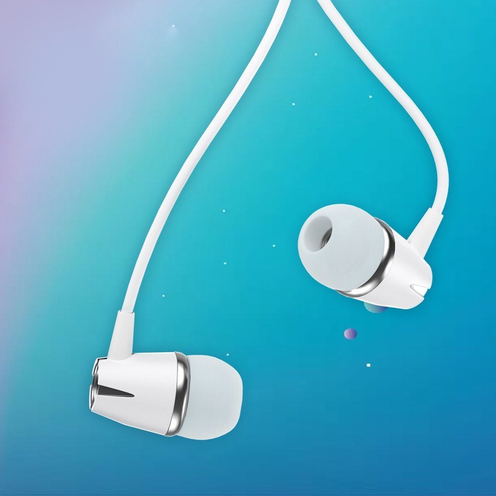 Casti intraauriculare WK Design, Jack 3.5, cu telecomanda, Alb