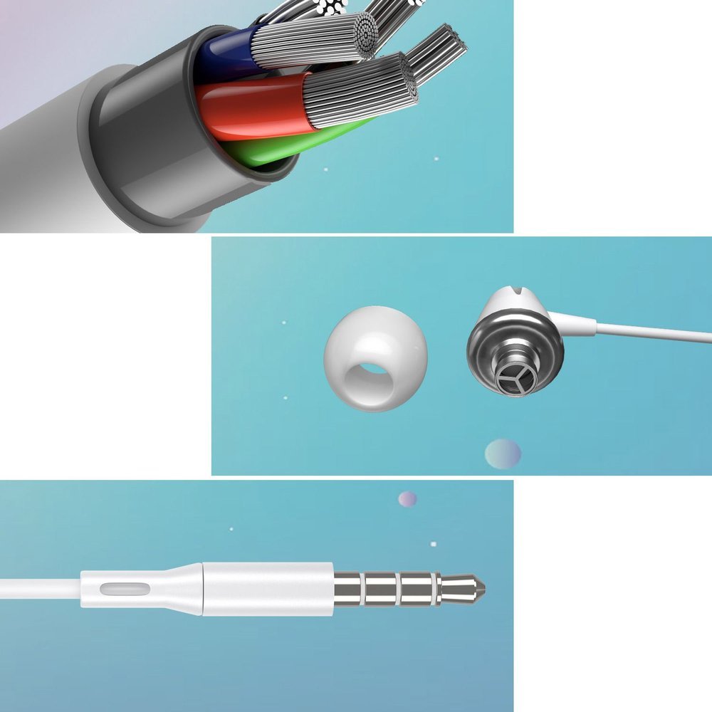 Casti intraauriculare WK Design, Jack 3.5, cu telecomanda, Alb