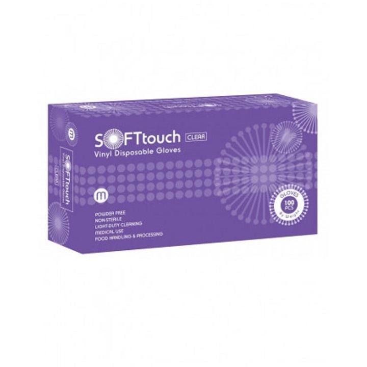 Ръкавици за еднократна употреба Soft Touch, Винил, 100 броя, L размер