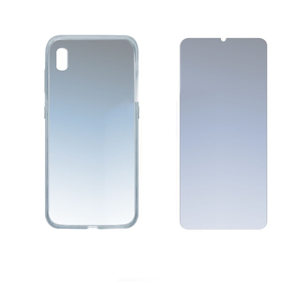 Set de husa din silicon subtire si protectie din sticla pentru Samsung Galaxy A10, 4smarts 360°, transparent