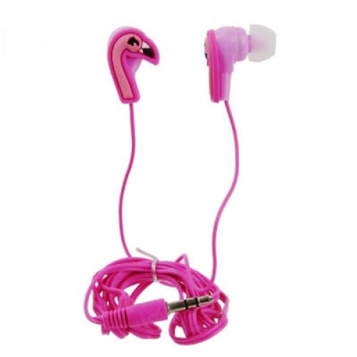 Casti audio model FLAMINGO , In-ear, 1.2m, Roz