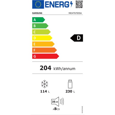 Combina frigorifica Samsung RB34T670DSA/EF, 344 l, No Frost, Compresor Digital Inverter, All around coooling, H 185 cm, Clasa D, Metal Graphite