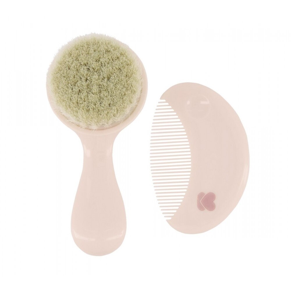 Set piepten si perie cu peri naturali KikkBoo Pink