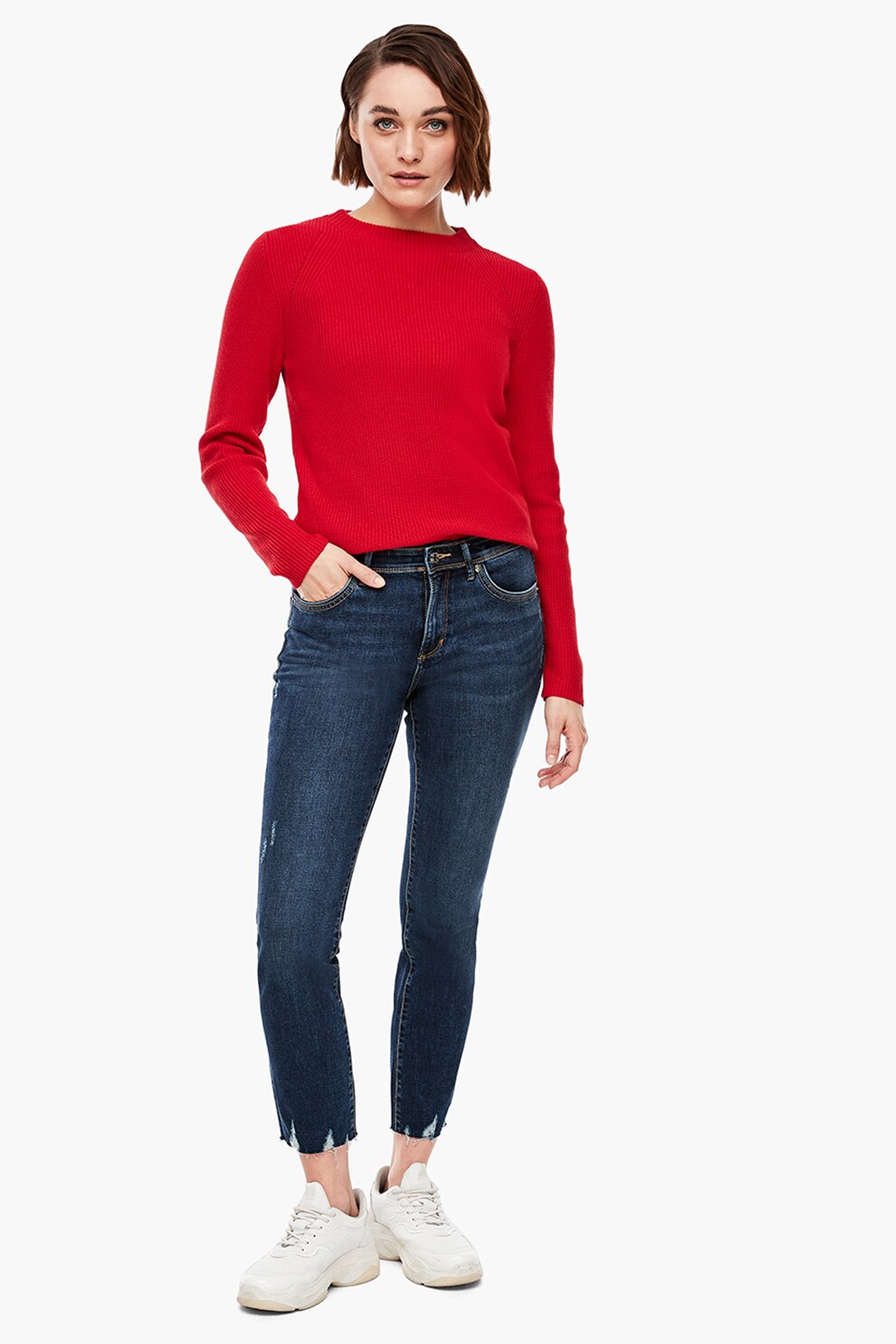 s.Oliver, Blugi cu margini franjurate, Bleumarin