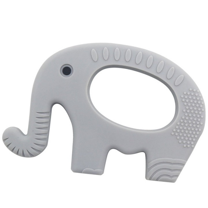 Jucarie dentitie bebe, Cute4Babies®, Elefant silicon Gri, inel gingival