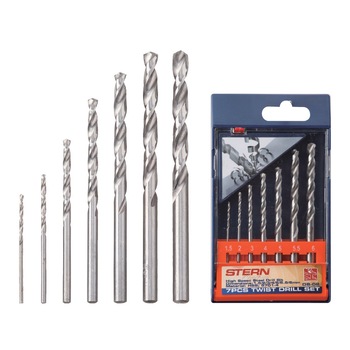 Set 7 burghie pentru metal 1.5/2/3/4/5/5.5/6mm Stern Austria DS-02, material HSS, H701-4 Set 7 burghie pentru metal 1.5/2/3/4/5/5.5/6mm Stern Austria DS-02, material HSS, H701-4