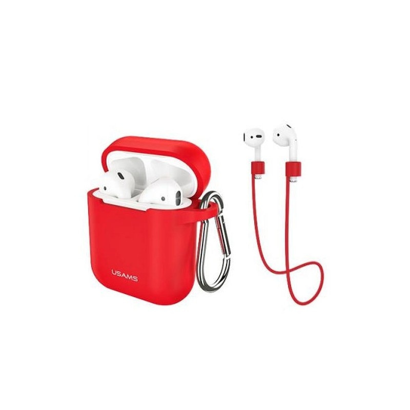 Husa Protectie Usams Pentru Airpods 1 / 2, Curea Pentru Casti , agatatoare , rosu - Bh423ap04