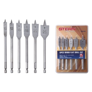 Set 6 burghie plate pentru lemn 10/12/16/18/20/25mm Stern Austria DS-03, 150mm lungime, Otel-Carbon Set 6 burghie plate pentru lemn 10/12/16/18/20/25mm Stern Austria DS-03, 150mm lungime, Otel-Carbon