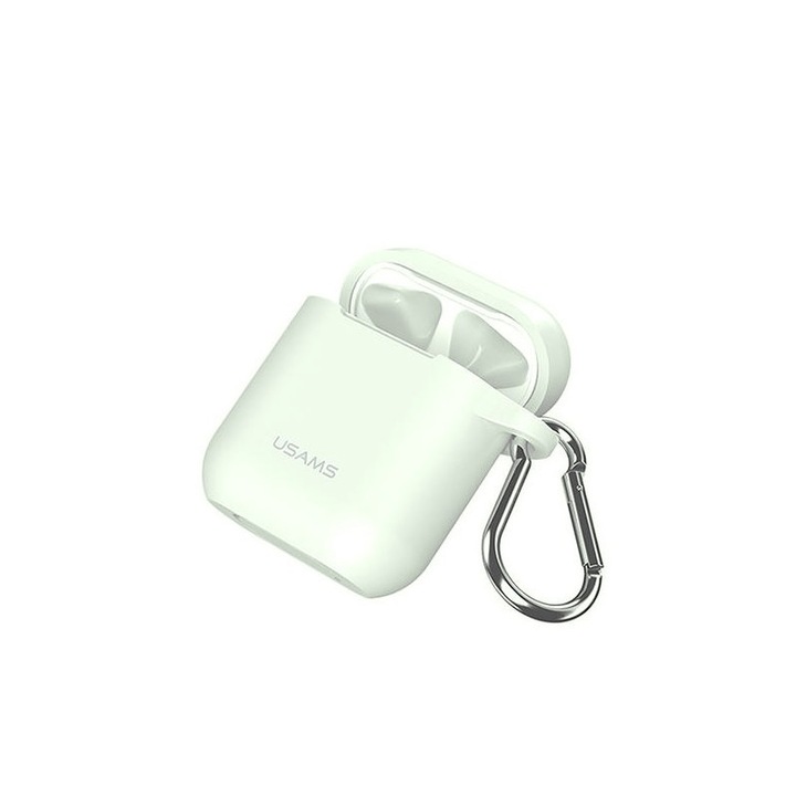 Husa Protectie Usams Pentru Airpods 1 / 2, Curea Pentru Casti, agatatoare, verde Florescent -bh423ap05