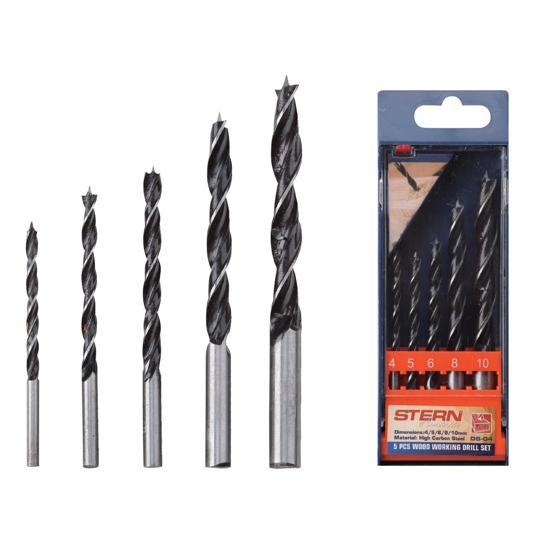 Set 5 burghie lemn 4/5/6/8/10mm Stern Austria DS-04