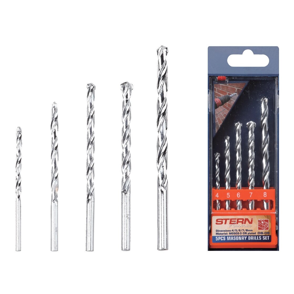 Set 5 burghie pentru beton 4/5/6/7/8mm Stern Austria DS-05