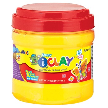 Plastilina iClay AMOS 400g/galetusa galben Plastilina iClay AMOS 400g/galetusa galben