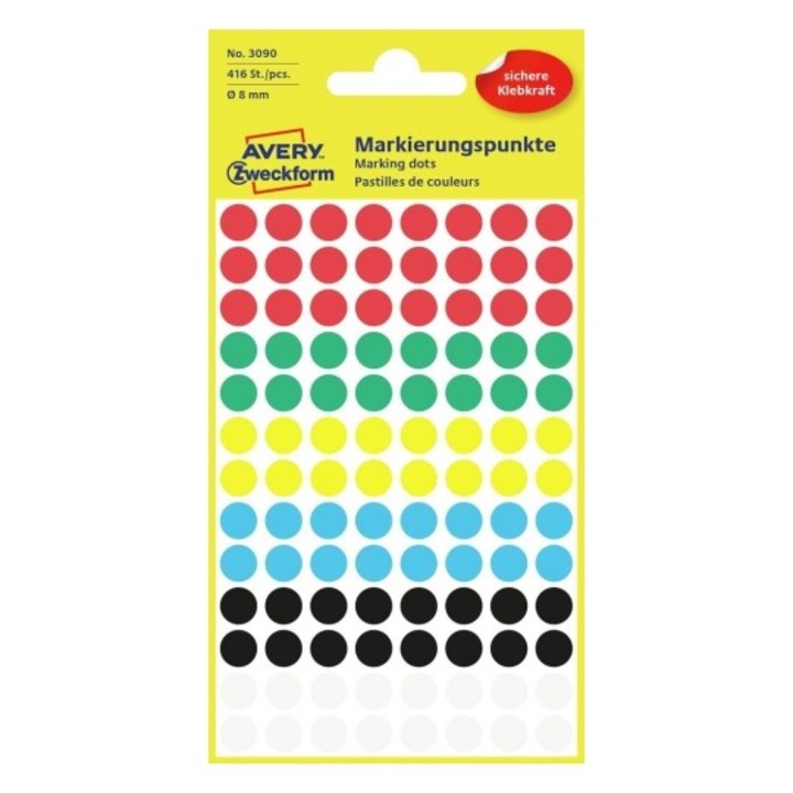 Etichete Avery Zweckform 3090, buline diametru 8mm, 416 etichete/set