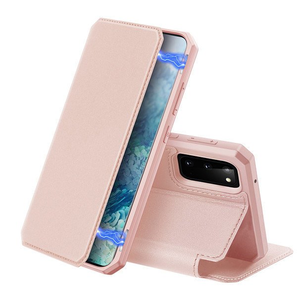 Husa DuxDucis, Poliuretan, Piele ecologica, compatibil cu Samsung Galaxy S20, Roz