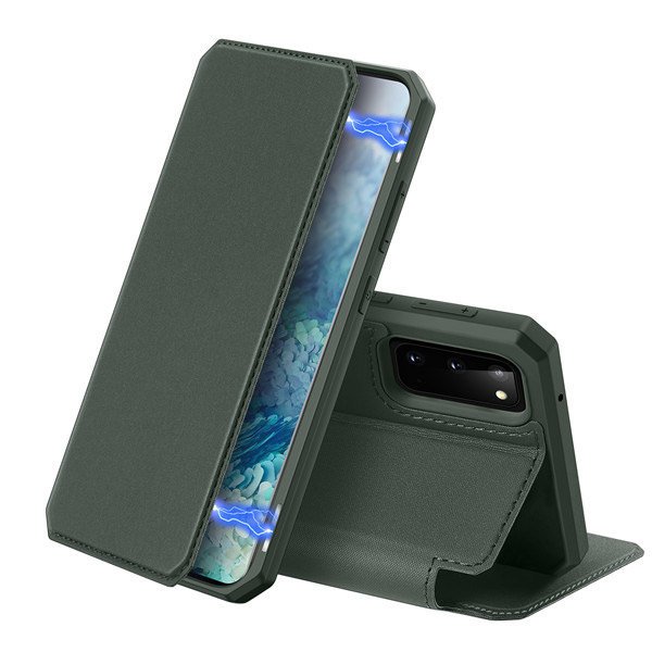 Husa DuxDucis, Poliuretan, Piele ecologica, compatibil cu Samsung Galaxy S20, Verde