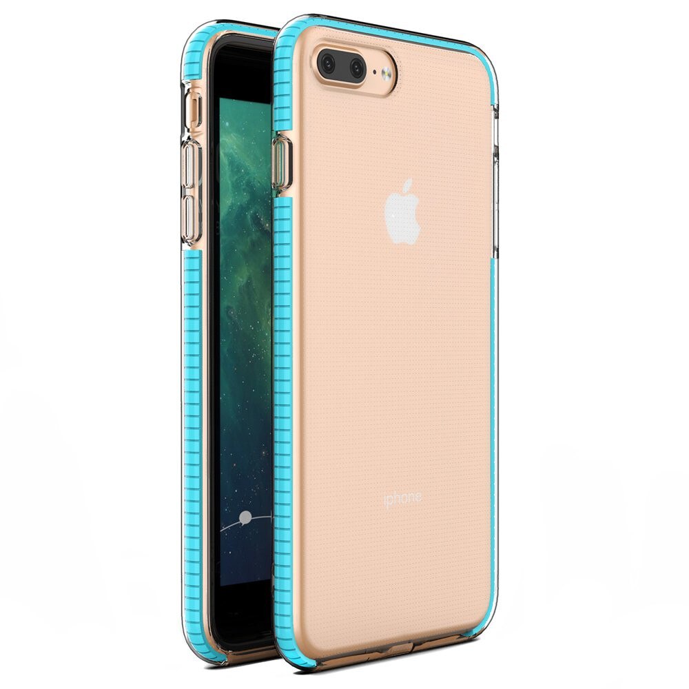 Husa de protectie pentru iPhone 8 Plus/7 Plus, Hurtel, TPU, Transparent/Albastru