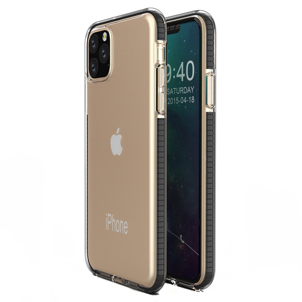 Husa de protectie pentru iPhone 11 Pro, Hurtel, TPU, Transparent/Negru