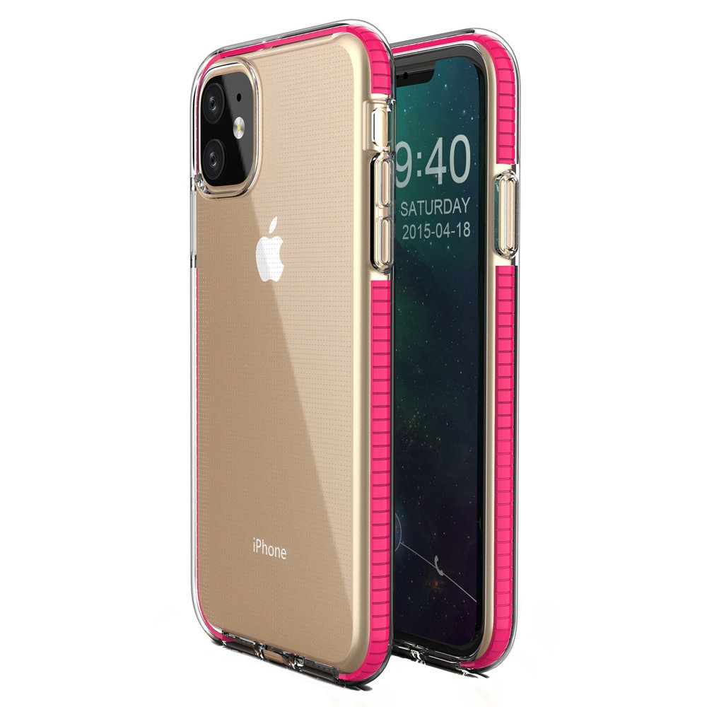 Husa de protectie pentru iPhone 11, Hurtel, TPU, Transparent/Roz