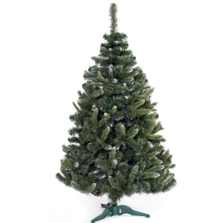 Brad artificial de Craciun cu cetina fina, varfuri albe, verde 80 cm