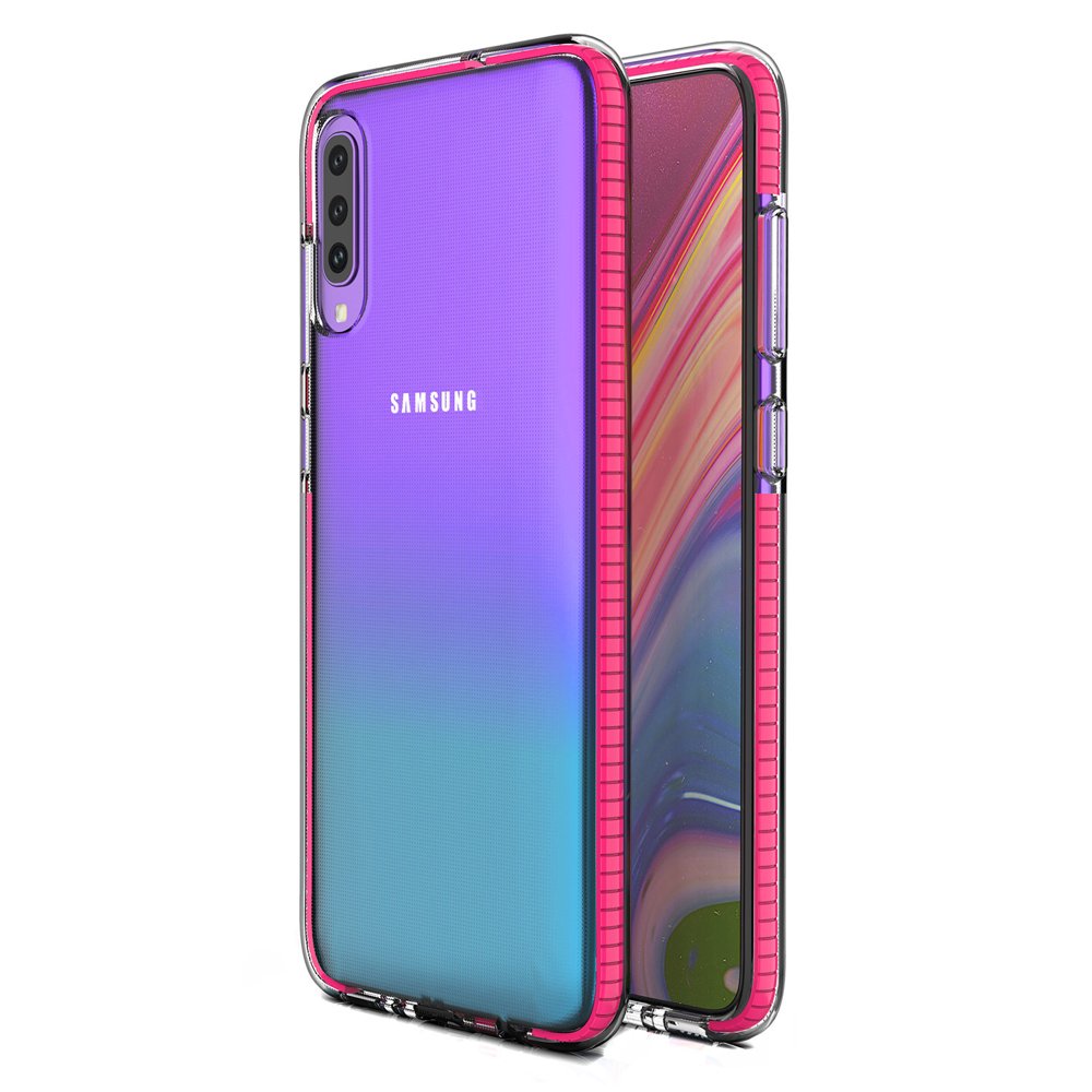 Husa de protectie pentru Samsung Galaxy A70, Hurtel, TPU, Transparent/Roz
