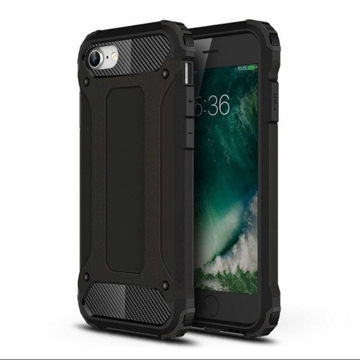 Apple iPhone 7 / 8 / SE (2020) Hybrid Armor műanyag ütésálló hátlap tok, Fekete