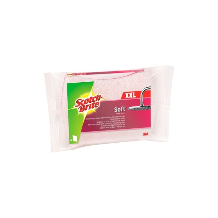 Burete SCOTCH BRITE Clasic XXL Körömvédelemmel fürdőhöz, Fehér/Rózsaszín