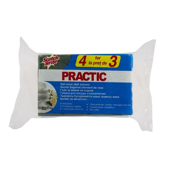 Bureti SCOTCH BRITE cu Protectie Unghii, 4 Buc/Set