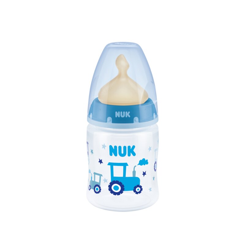 Biberon cu tetina din latex 150 ml 0-6 luni Nuk First Choice+ 743876A, Albastru