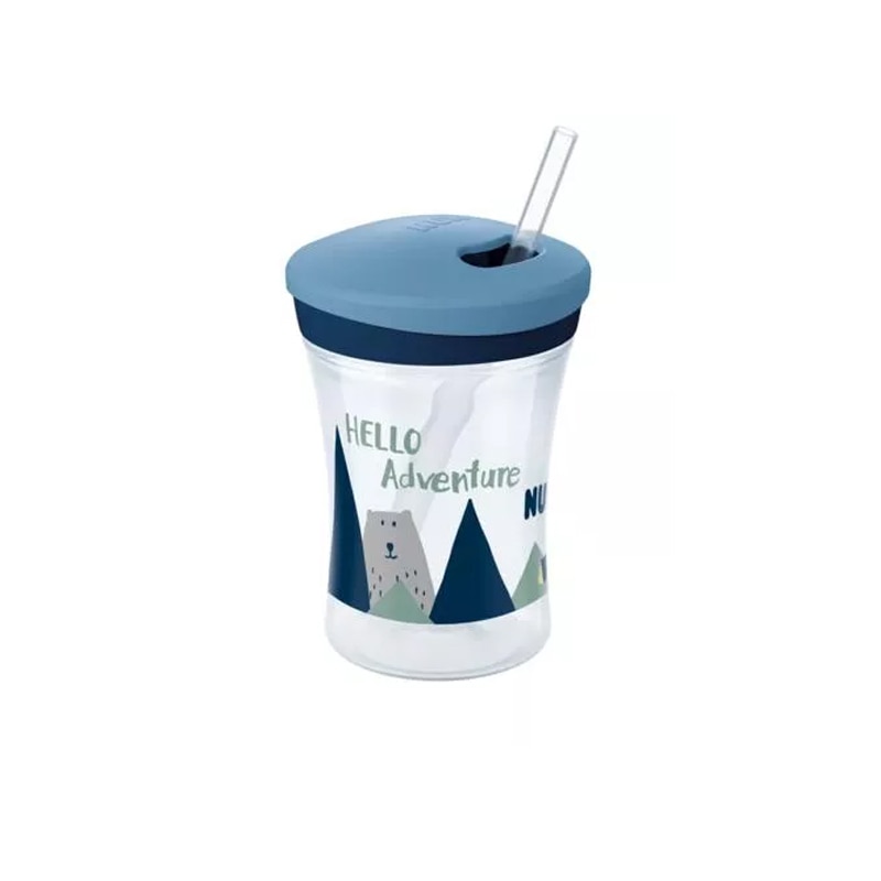 Biberon cu pai 230 ml Nuk Action Cup 255443A, Albastru 12+ luni