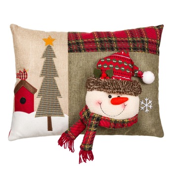 Perna decorativa de Craciun cu om de zapada colorat, 41 x 32 cm Perna decorativa de Craciun cu om de zapada colorat, 41 x 32 cm