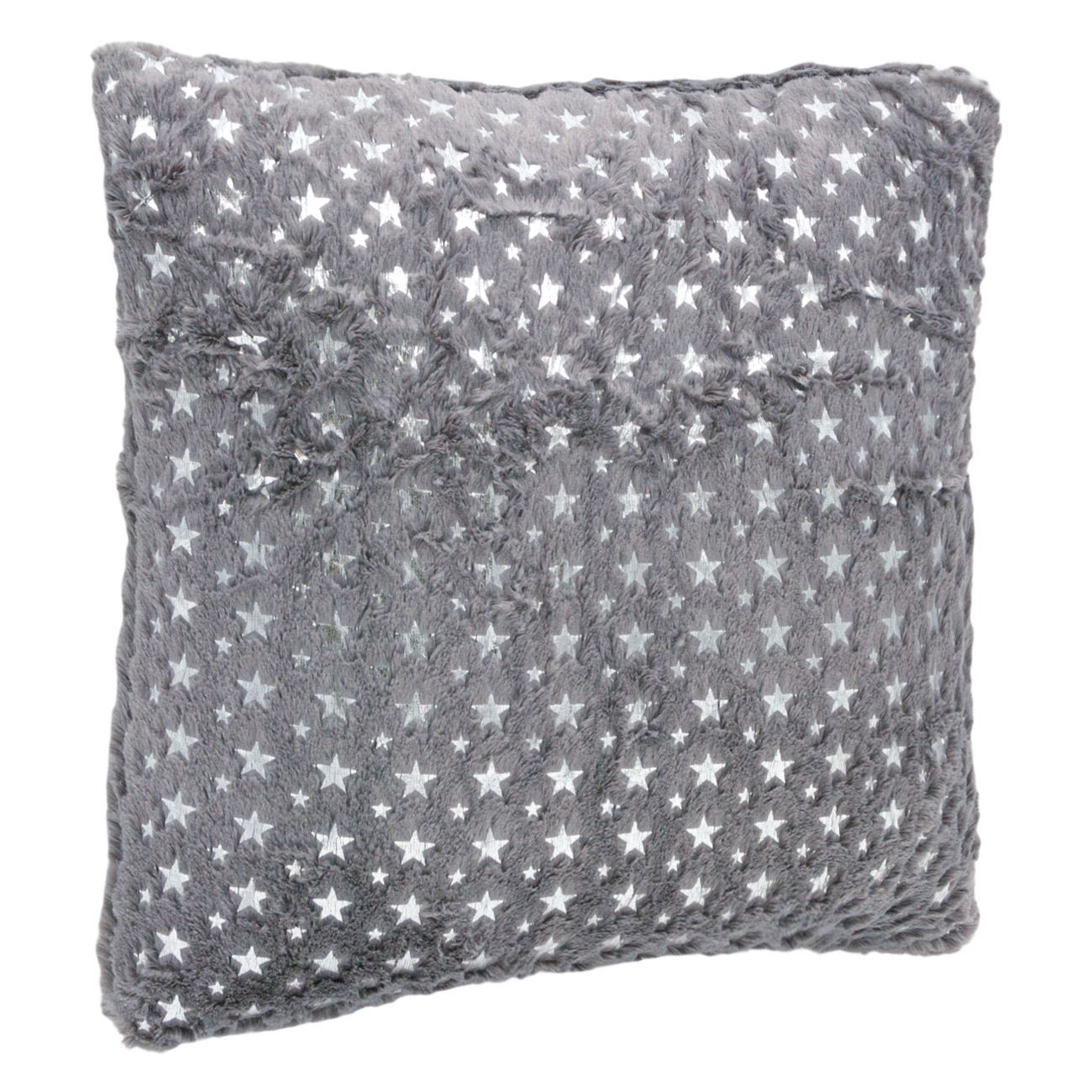 Perna decorativa, Zola®, model de sarbatori, pufpasa, gri cu stelute, 43x43 cm