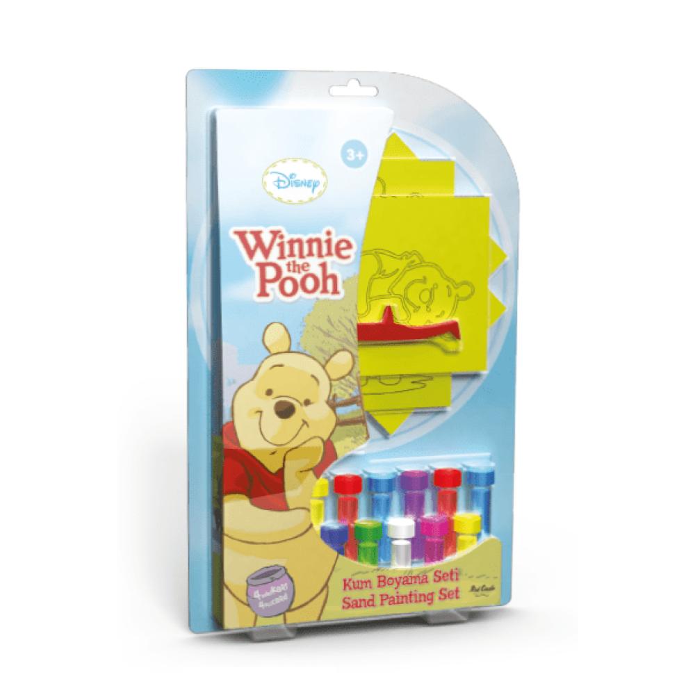 Set creativ pictura cu nisip colorat, Winnie The Pooh & Piglet & Tigger & Eeyore, Disney, 4 planse 11,75 x 16,5 cm, 4 suporti carton, 16 tuburi nisip multicolor, 1 penseta, 4 folii protectie, + 3 ani