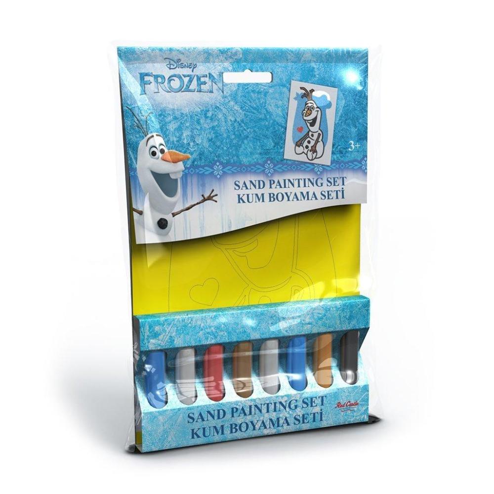 Set creativ pictura cu nisip colorat, Frozen - Olaf, Disney, 1 plansa 16,5 x 23,5 cm, 8 tuburi nisip multicolor, 1 penseta, 1 folie protectie, + 3 ani
