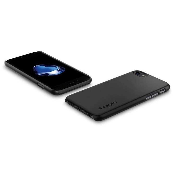 Тънък Калъф за iPhone SE 2022/2020 8/7, SPIGEN Thin Fit Case, Черен