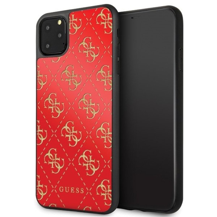 Калъф за телефон Guess, червен 4G Double Layer Glitter за iPhone 11 Pro Max