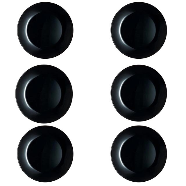 Set 6 farfurii negre Opal, 25x2,5 cm, negru