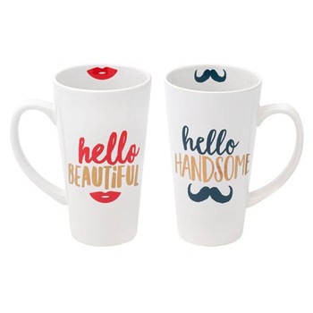 Set 2 cani de ceai pentru cuplu Felis, Ceramica, 9 x 5 cm, 475ml, Alb Set 2 cani de ceai pentru cuplu Felis, Ceramica, 9 x 5 cm, 475ml, Alb