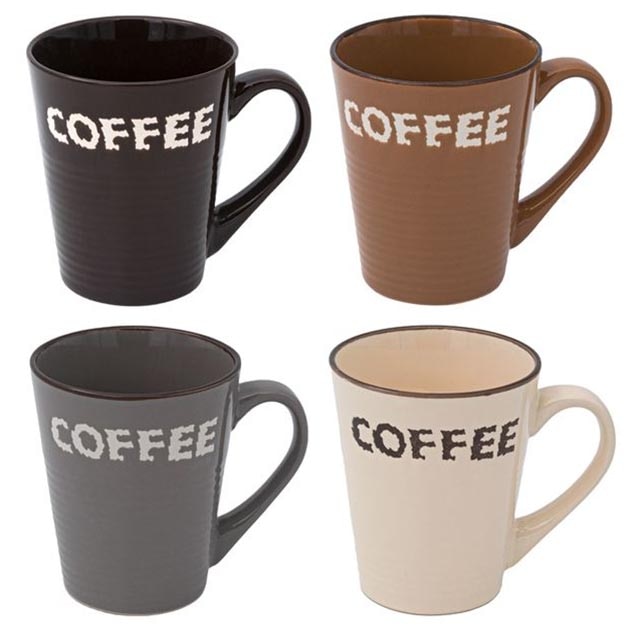 Set 4 cani de cafea Felis, Ceramica, 9 x 11cm, 355ml, Multicolor