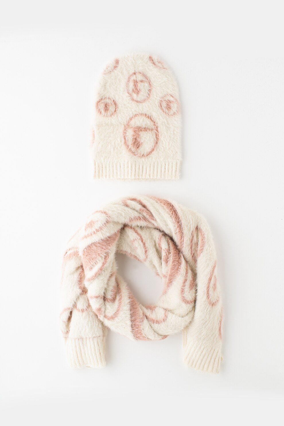 Trussardi, Set de caciula si fular - 2 piese, Crem