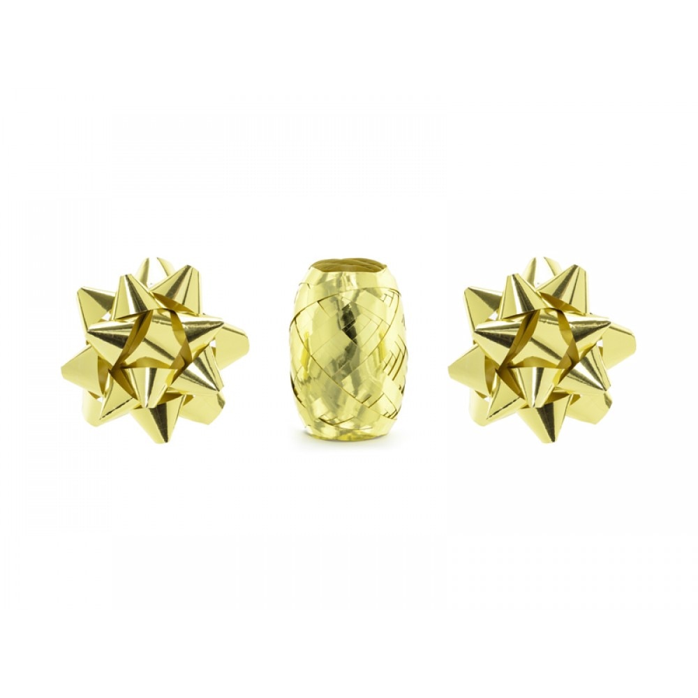 Set rafie metalizata + 2 rozete, Deco, Auriu, 5mmx10m