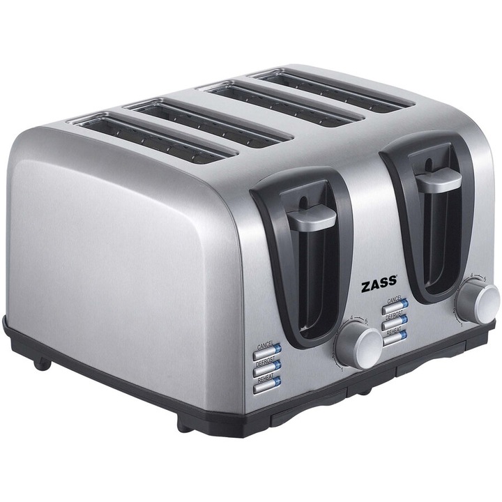 Zass ZST 09 kenyérpirító, 1400 W, 4 szeletes, Ezüst
