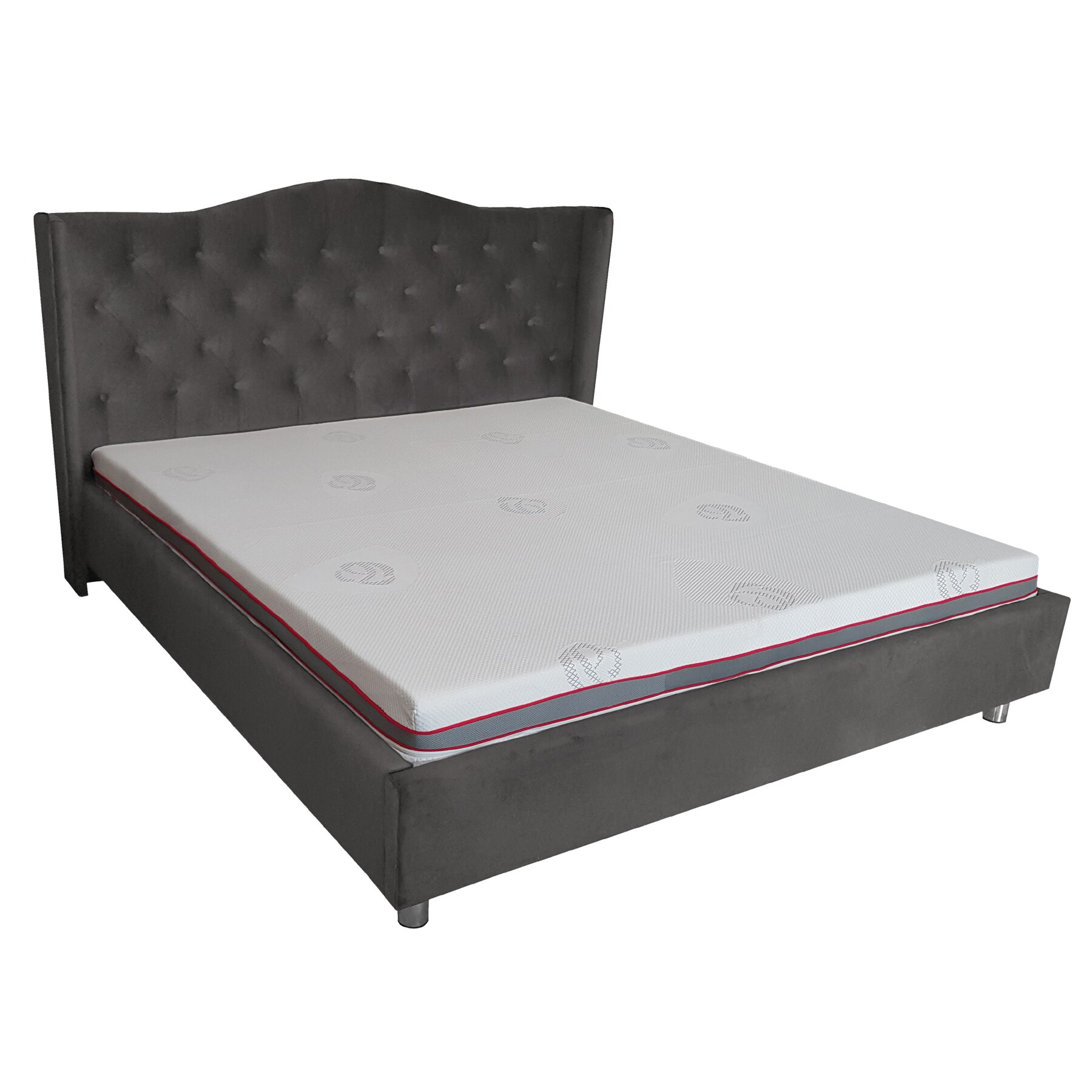 Pat Tapitat Genarom Alen 03 cu Leat, Kronos 34 Gri, 180 x 200 cm