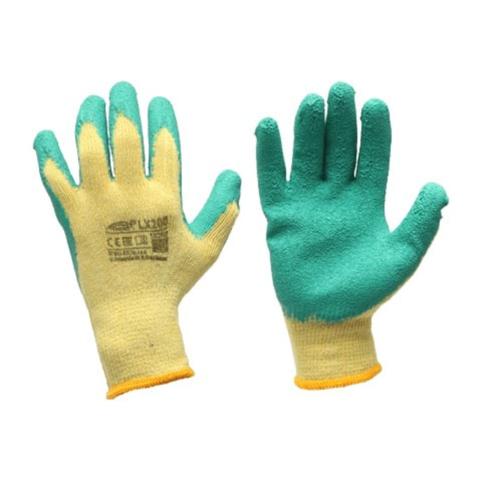 Manusi tricotate policoton - Palma cu strat de protectie latex - MOST LX200 marimea L