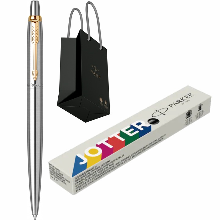 Pix Parker Jotter Royal Stainless GT cu gravura inclusa si punga Parker