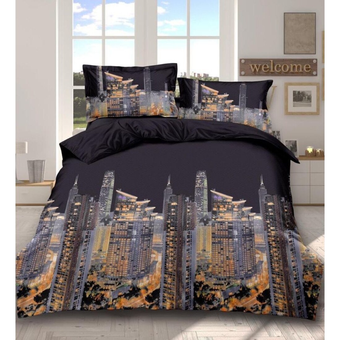 Lenjerie 3D Bumbac Satinat - 4 Piese - Night Town