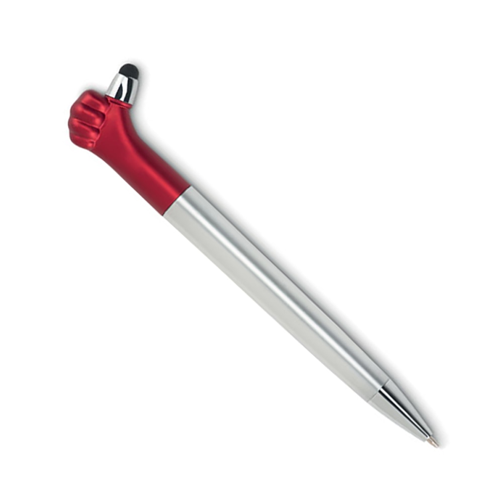 Pix din plastic argintiu/rosu, cu stylus pen universal, LIKE