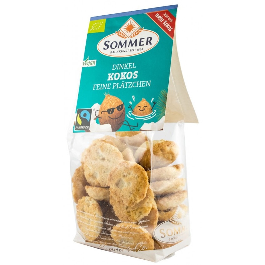 Mini fursecuri din grau spelta cu cocos, bio, Sommer, 150 g