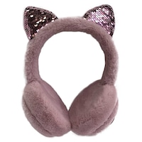 Casti copii si aparatori urechi pufoase cu urechiuse pisica, Linx Technologies, roz