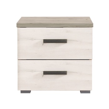 Noptiera iMK®, 2 sertare, PAL melaminat, stejar alb si stejar gri, 44.5 x 43 x 33.5 cm Noptiera iMK®, 2 sertare, PAL melaminat, stejar alb si stejar gri, 44.5 x 43 x 33.5 cm